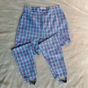Vintage Blue/Green Plaid Stirrup Pants